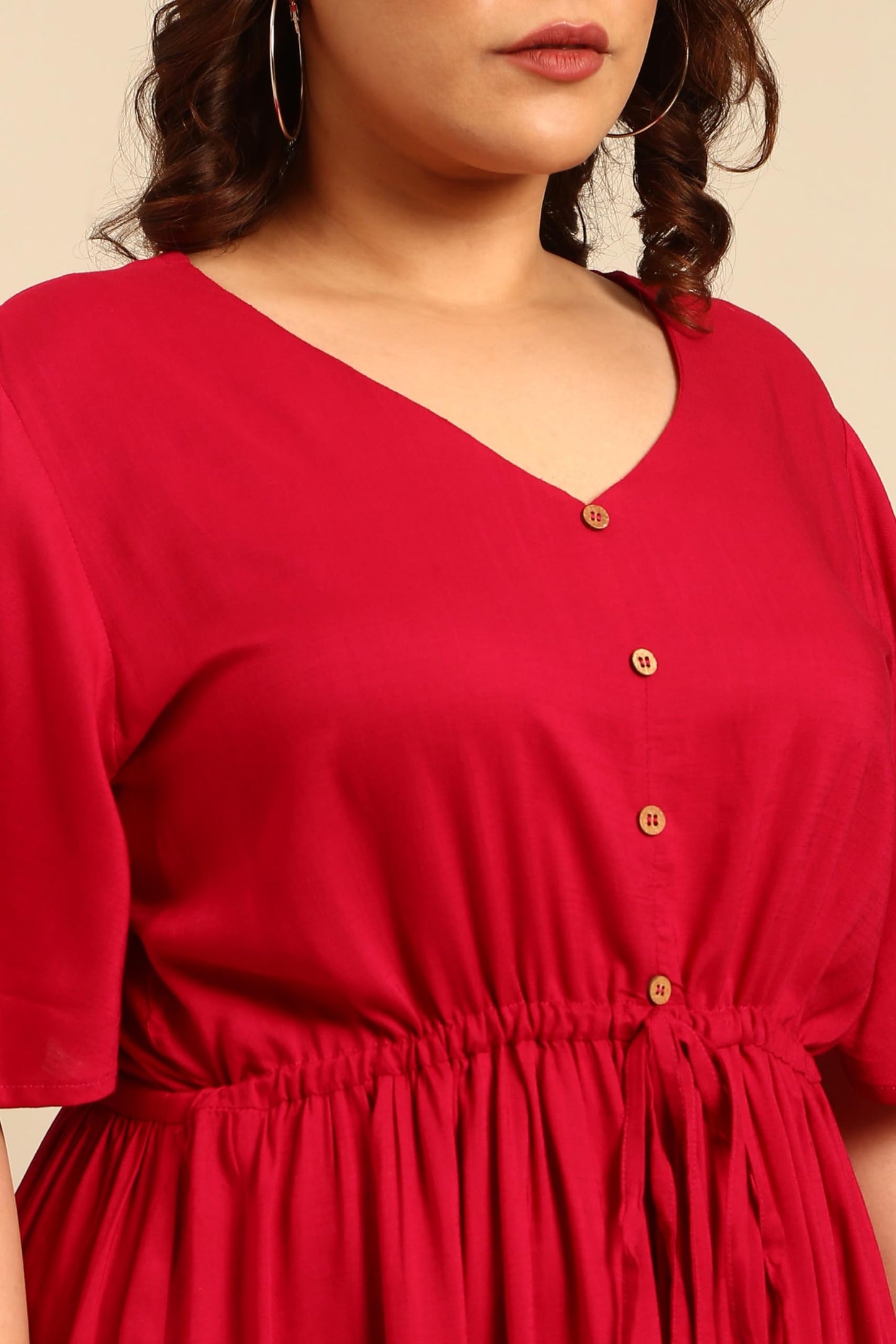 The Pink Moon Women's Maxi Plus Size Fit & Flare Solid Pink Dress - (DRS_Block_DPINK_Pink_6XL)