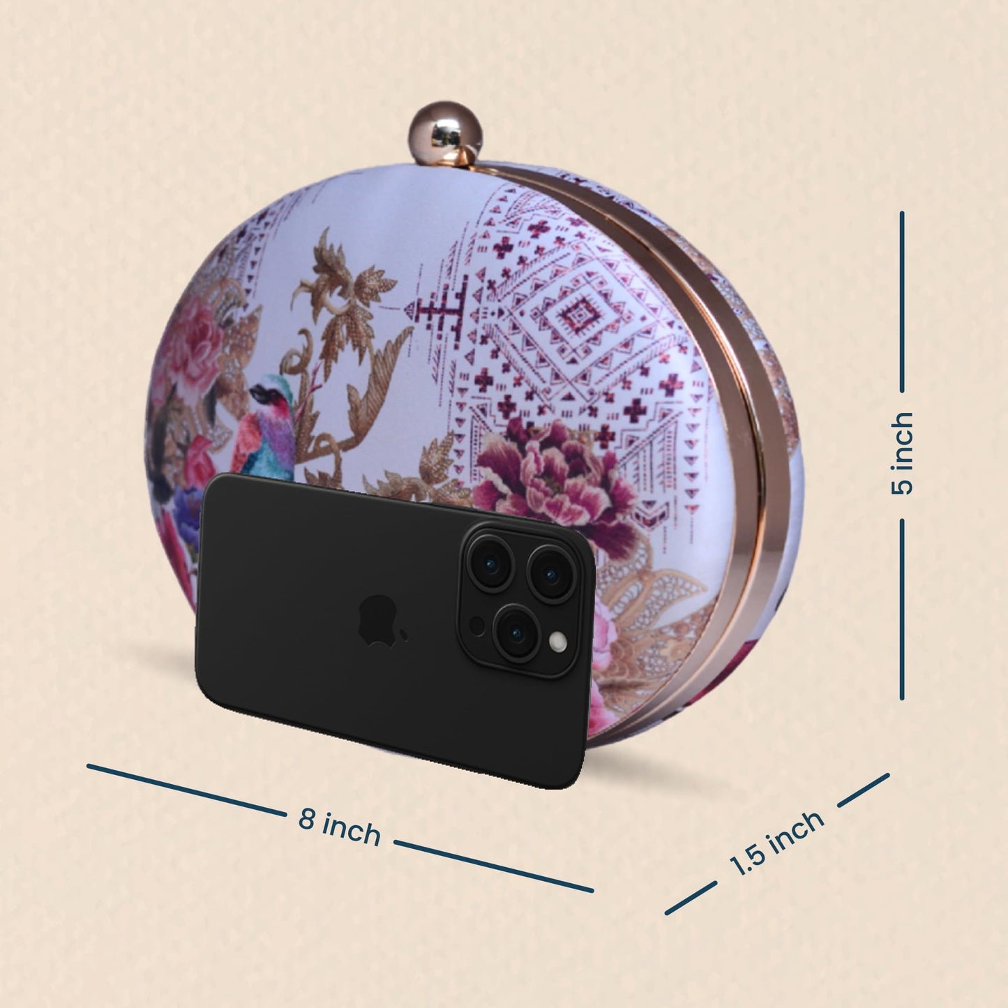 Artklim Oval Shaped Clutch Bag For Women With Detacheble Strap | Gifts For Women & Girls