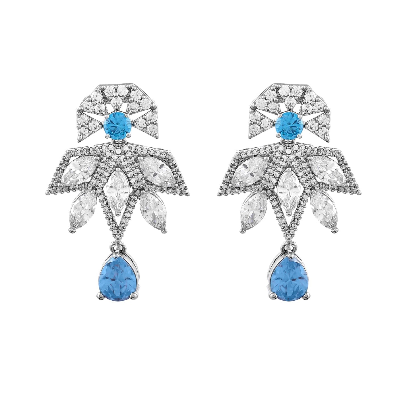 VOYLLA Before Sunrise Statement Necklace Set|Necklace Set For Women|American Diamond|Party|Wedding|Festive|Gift For Women| (Indra)