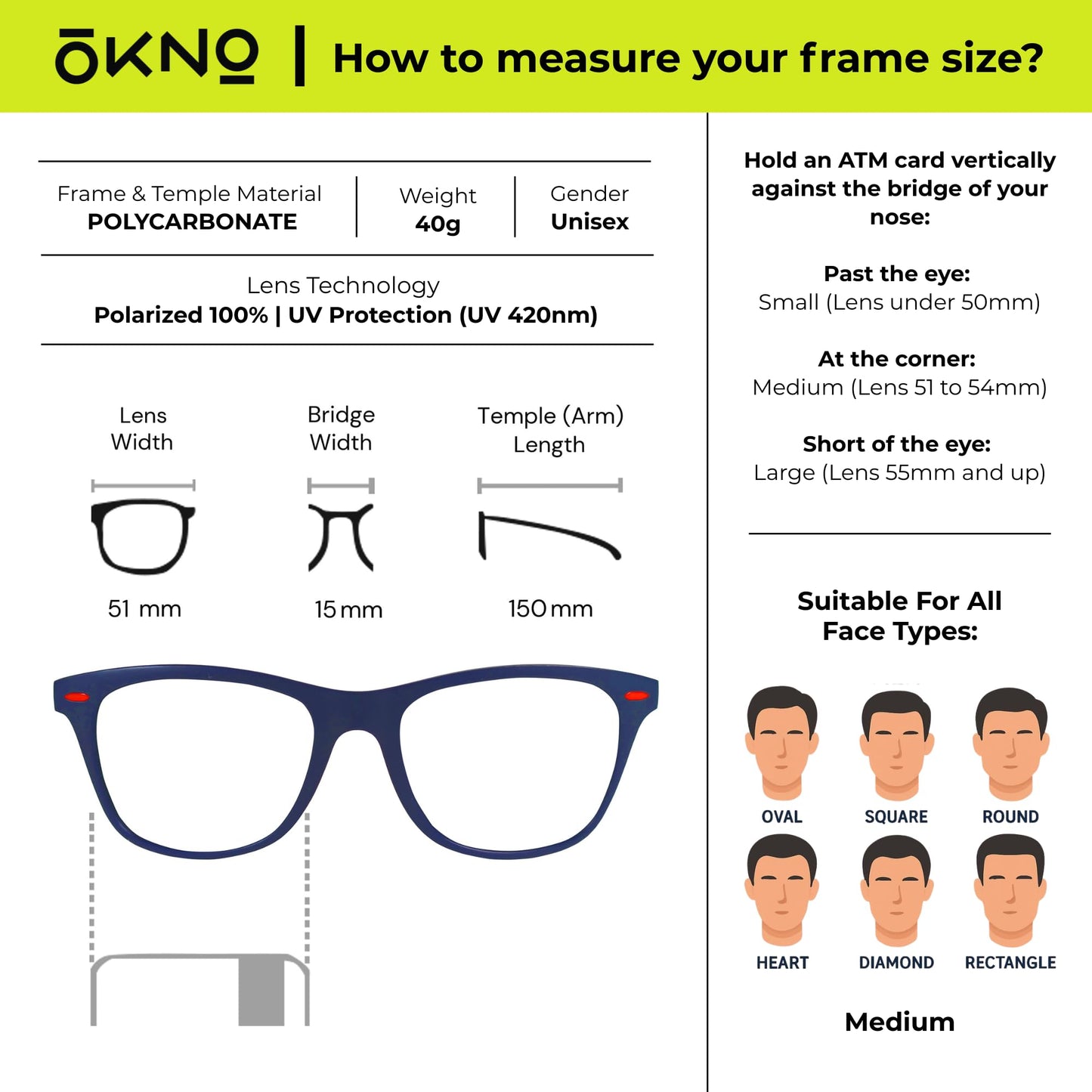 Eyewearlabs OKNO | Polarized Full Rim Square Branded Stylish Sunglasses For Men & Women | 100% UV Protection Shades | Cricket Sports Cycling Driving | Black Lens | Medium | Spidey Navy