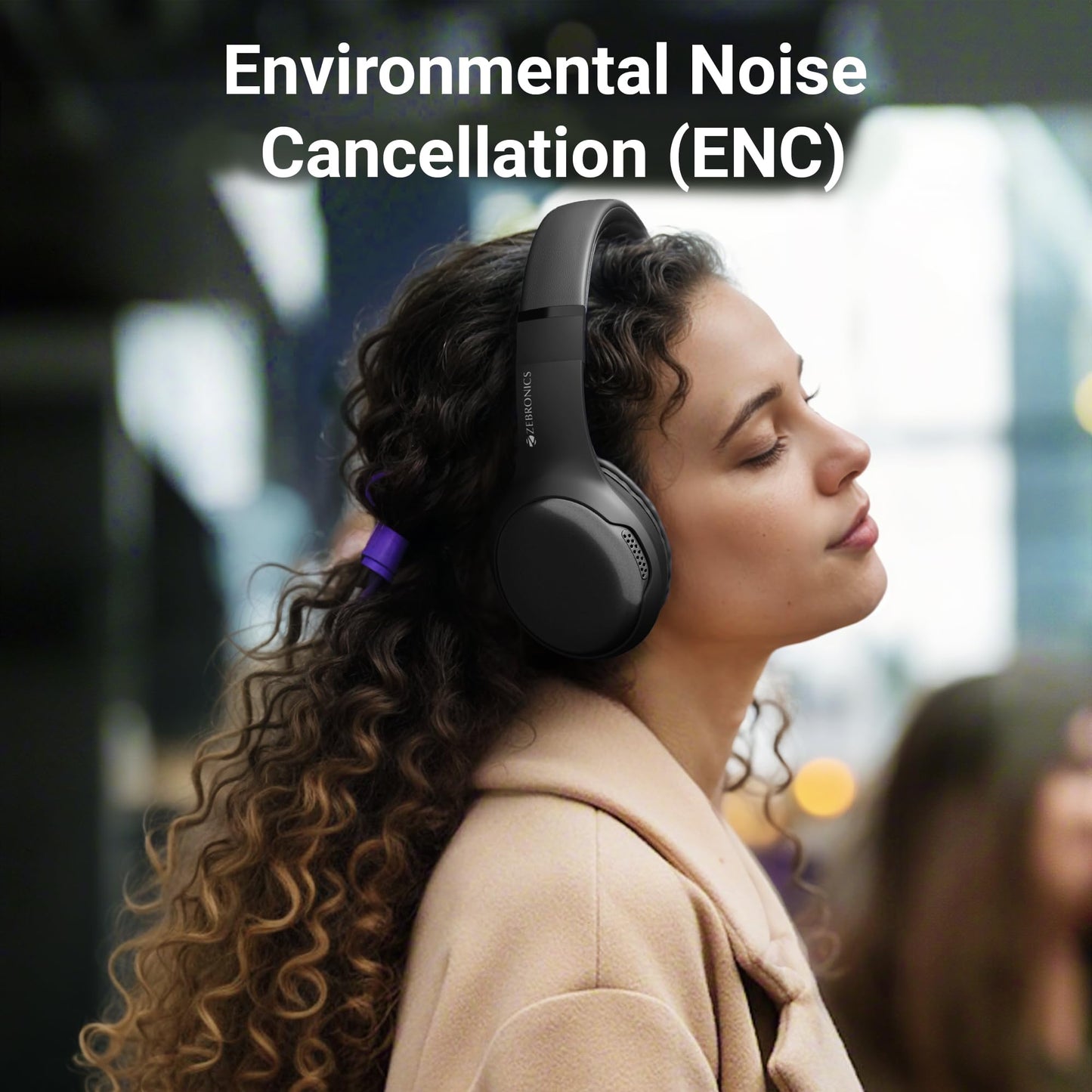 ZEBRONICS Thunder Max Bluetooth Over Ear Headphone with 120*Hrs Playback, 3 EQ Modes, 40mm Bass Driver, Fast Charging, ENC, Gaming Mode, Dual Pairing, BT v5.4, AUX, Metallic Finish (Black)