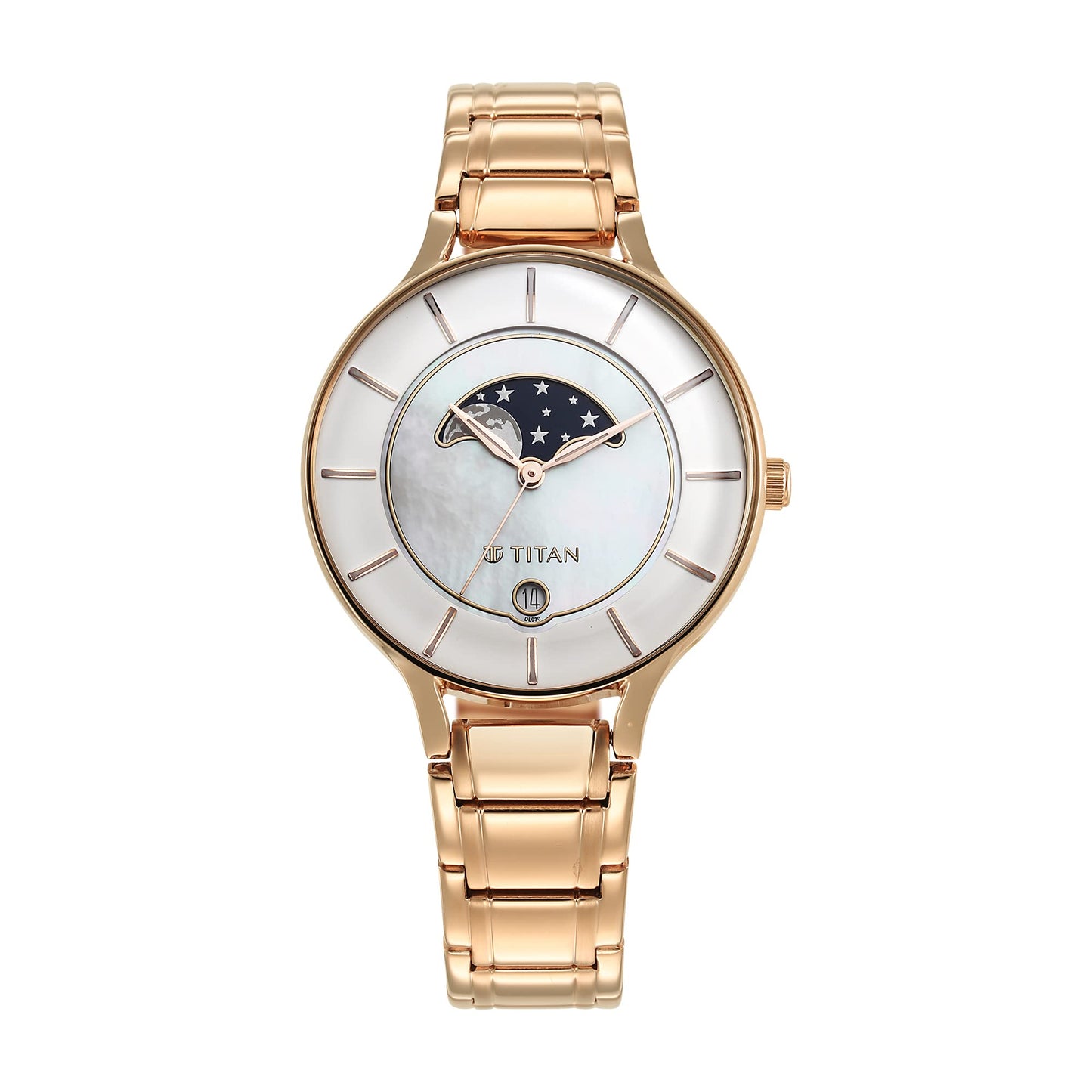 Titan Premium Workwear White Dial Analog Date Stainless Steel Strap Watch for Women-NS2674WM02