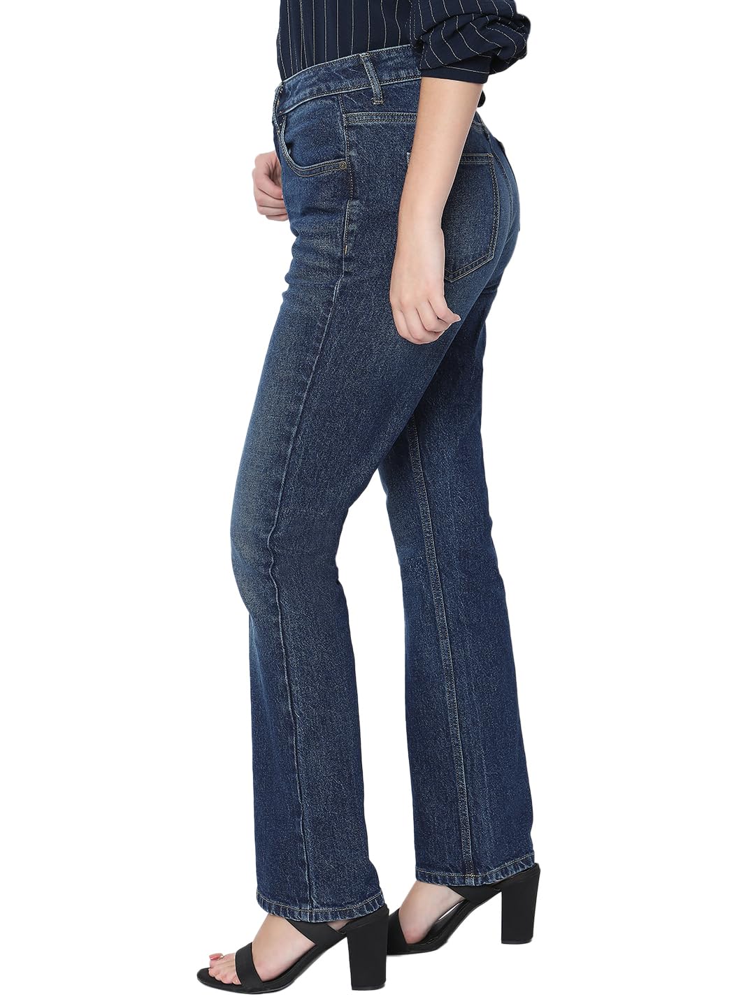 VERO MODA Womens Bootcut High Rise Jeans Medium Blue Denim