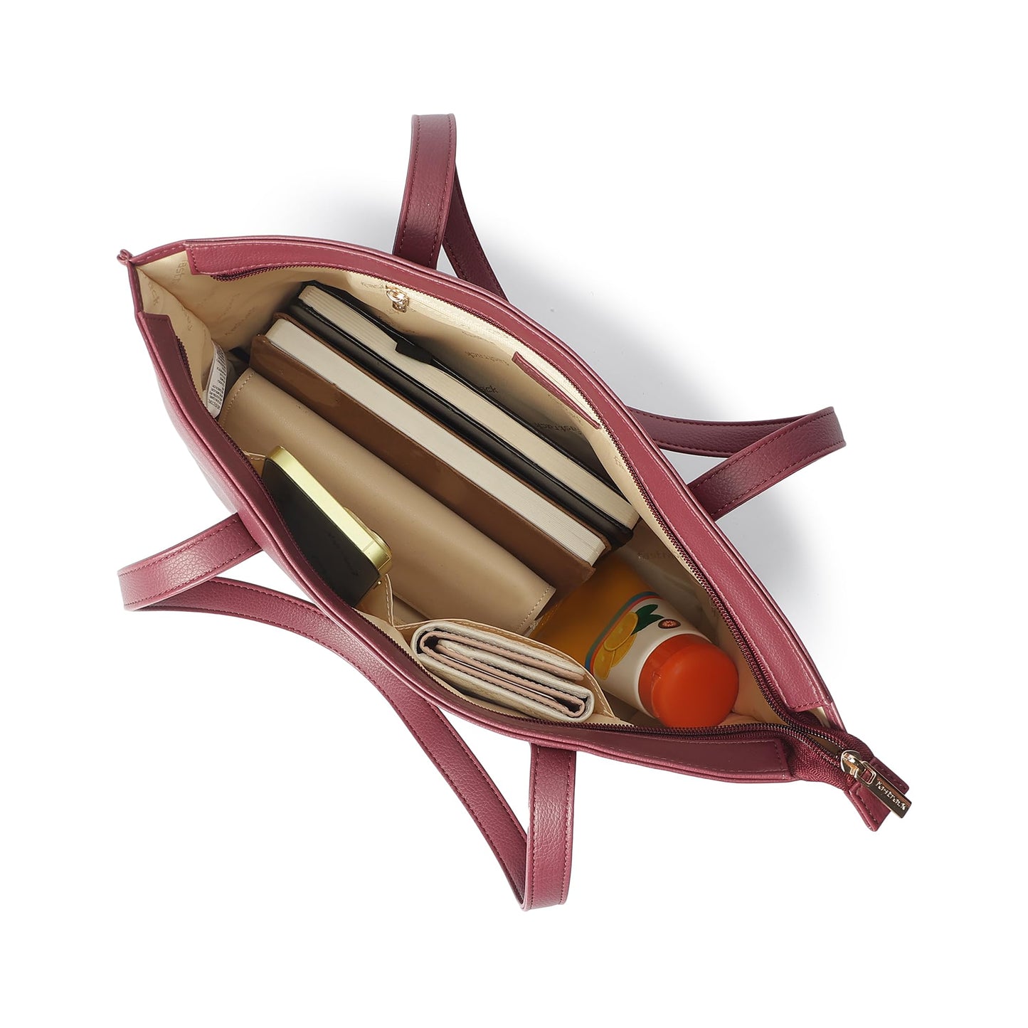 Fastrack Carrycore Tote | Cherry Red Faux-Leather Women's Bag | Spacious Tote Bag with Zipper Closure & Utility Pockets For Daily Carry | Eligible For 14" Laptop