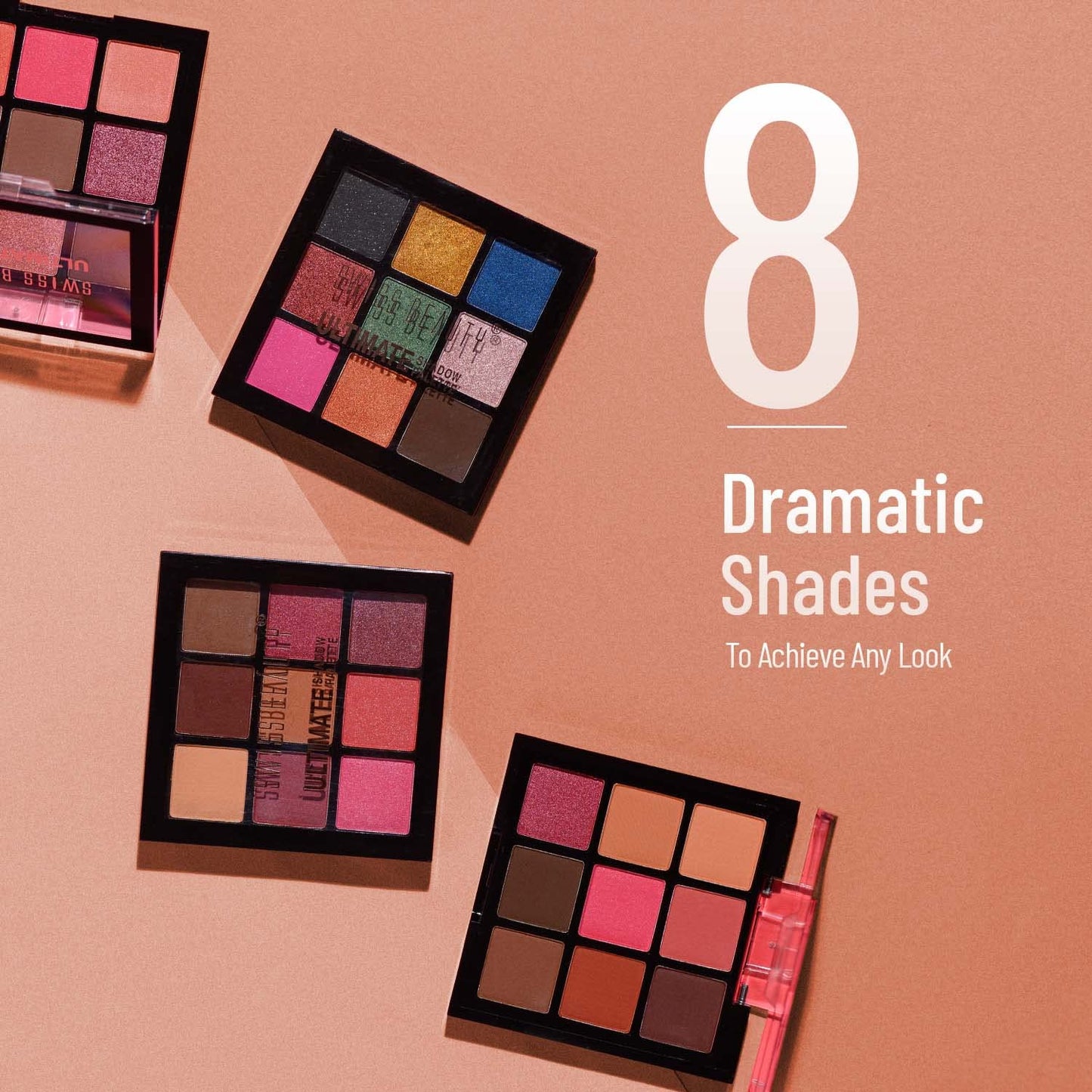 Swiss Beauty Ultimate 9 Pigmented Colors Eyeshadow Palette Long Wearing And Easily Blendable Eye Makeup Palette Matte, Shimmery And Metallic Finish - Multicolor-03, 6G