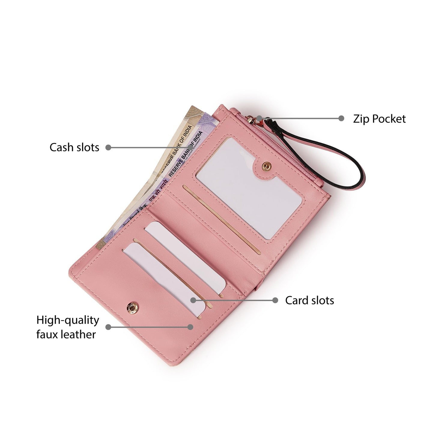 Fastrack Colour Blocked Wallet with Wristlet For Women, Girls and Ladies