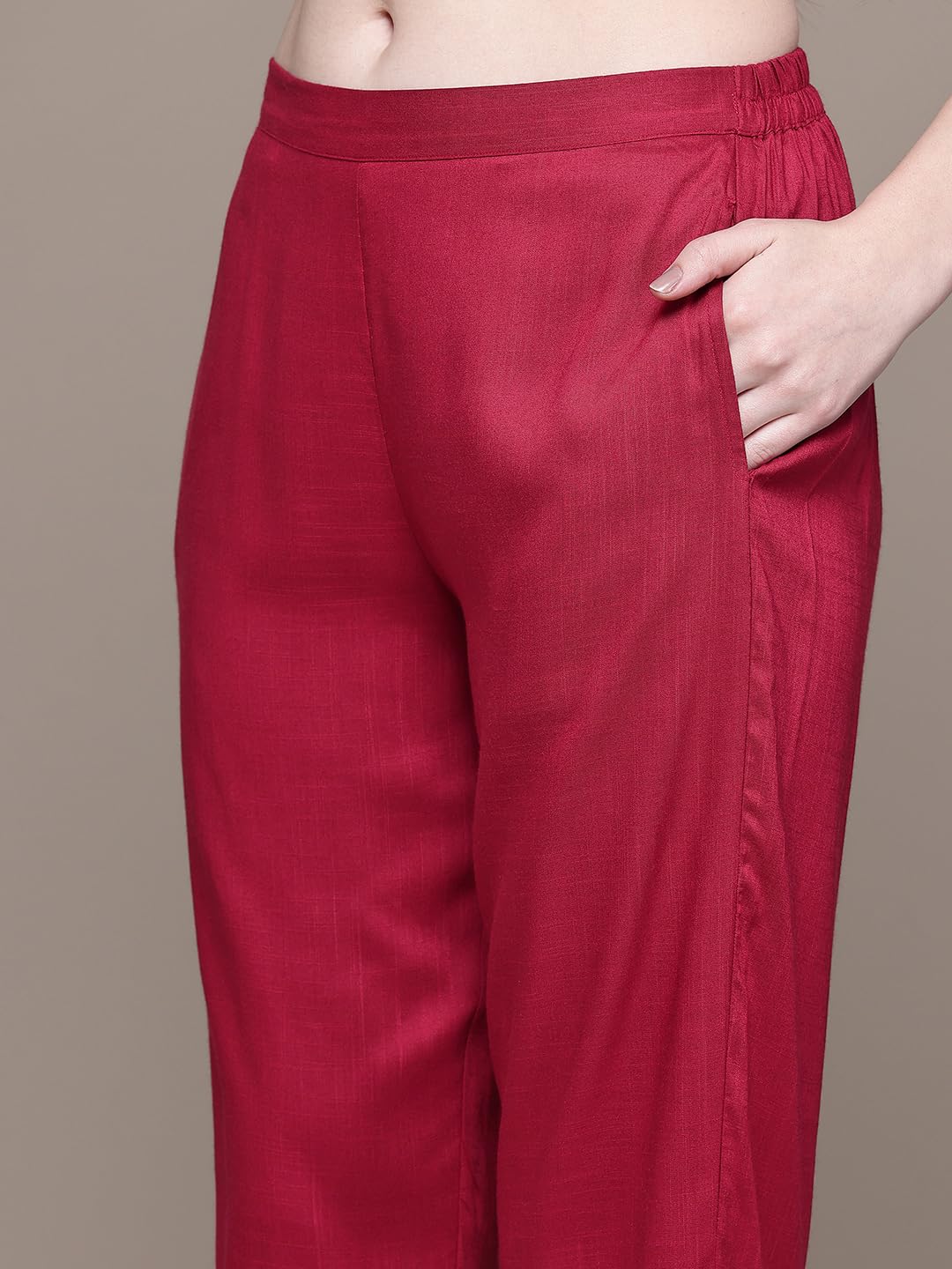 Aarke Ritu Kumar Maroon Dandelion Round Neck Kurta With Pant And Dupatta