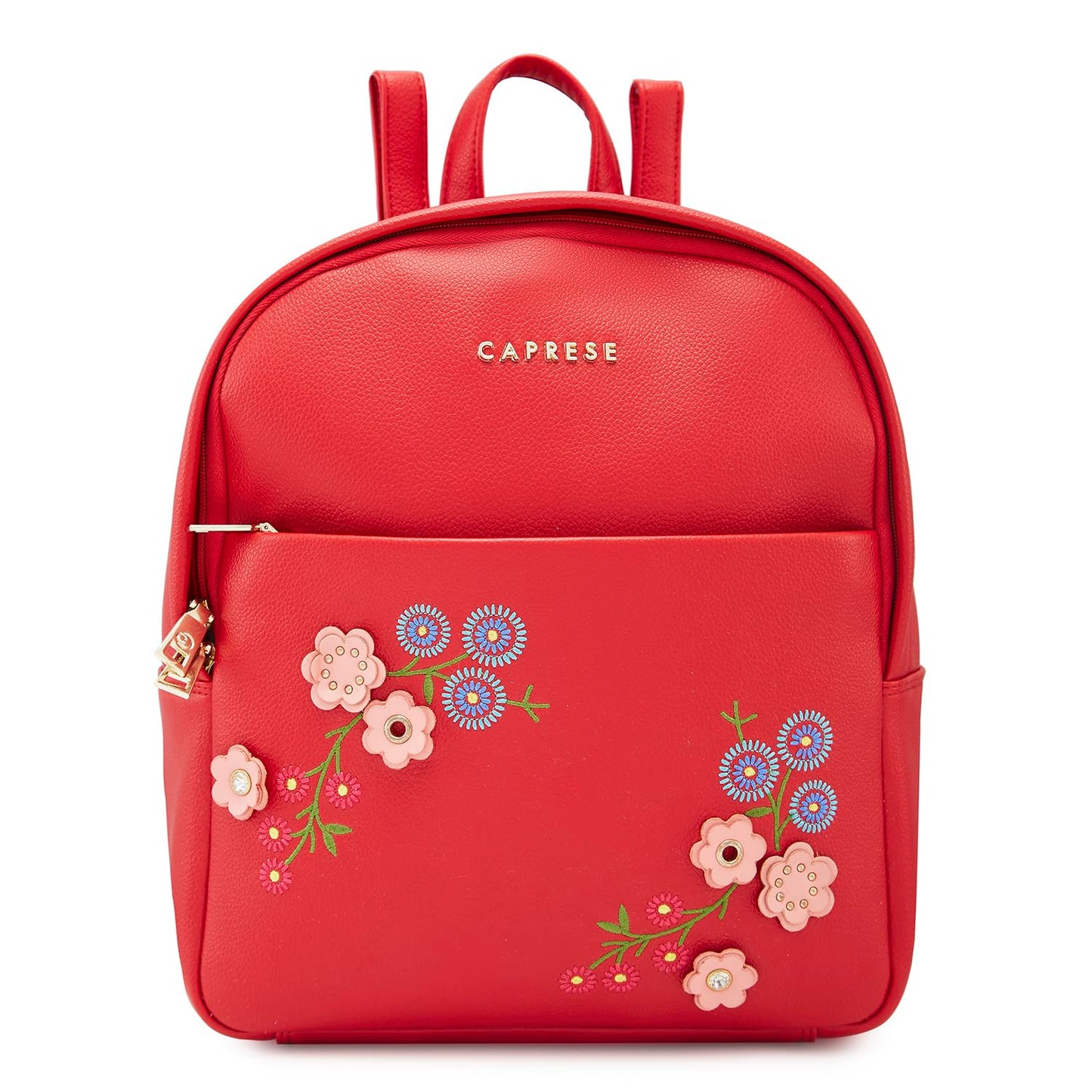 Caprese Erica Casual Backpack, Medium | Floral Embroidered Backpack for Women with Adjustable Shoulder Strap & Secure Zip Closure | Spacious, Versatile for Everyday Outings and Travel (Maroon)
