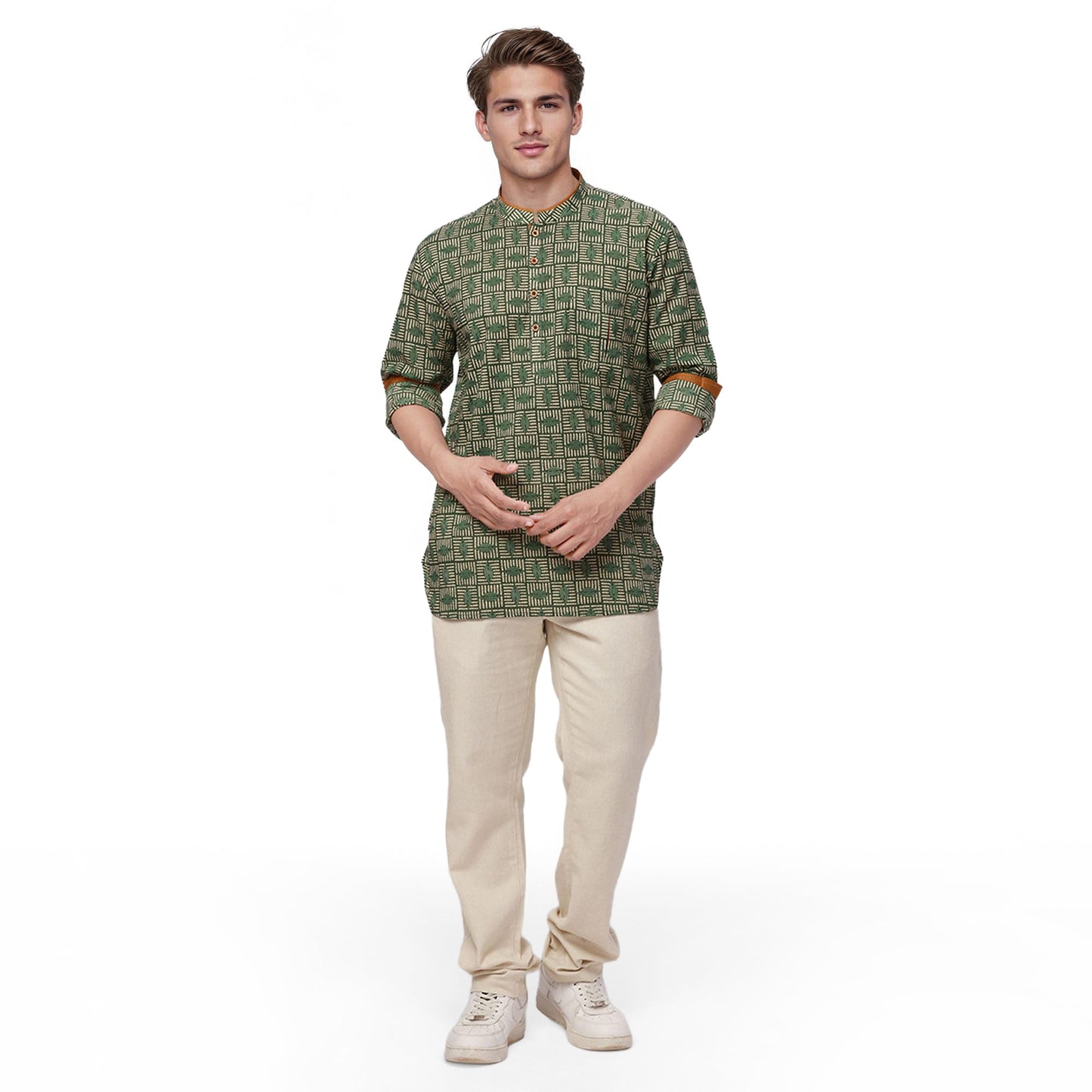 Raymond Ethnix Mens Dark Green Short Kurta