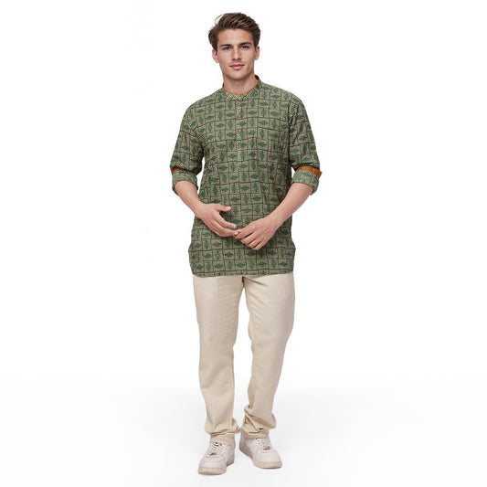 Raymond Ethnix Mens Dark Green Short Kurta