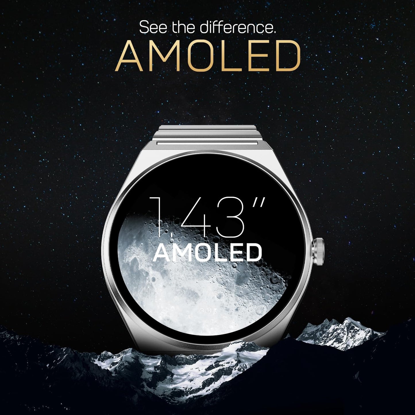 Fire-Boltt Phoenix Nova Smartwatch 1.43” Slim Super AMOLED Display, 466x466 Pixel Always-On Display, Bluetooth Calling, Health Tracker for Men & Women Titan Silver