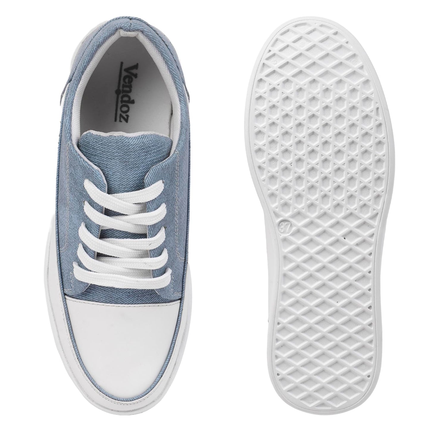 Vendoz Women Casual Denim Blue Sneakers I Cushioned Insole I All Day Comfortable I Lightweight and Stylish Shoes for Girls CNV7018BLU-40