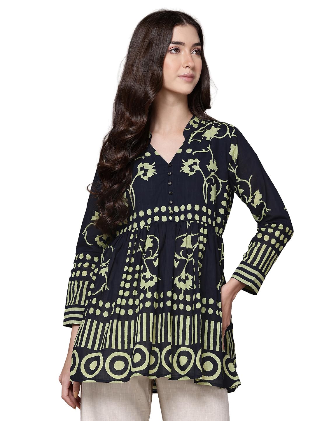 Ritu Kumar Black Geometric Print Full Sleeve Shirt