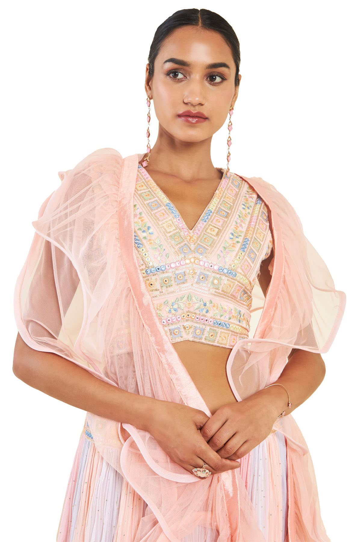 Soch Women Pink Cotton Blend Floral Lehenga Choli (8907175296363_Pink_Large)