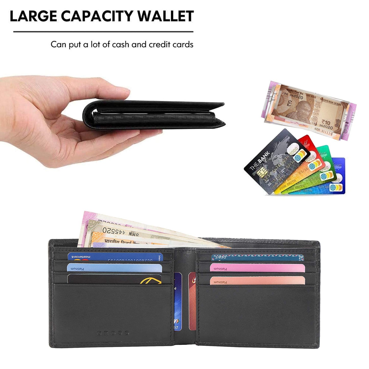 Cross Classic Century Branded Compact Wallets for Men Leather with Easy Compartment for Card - Black