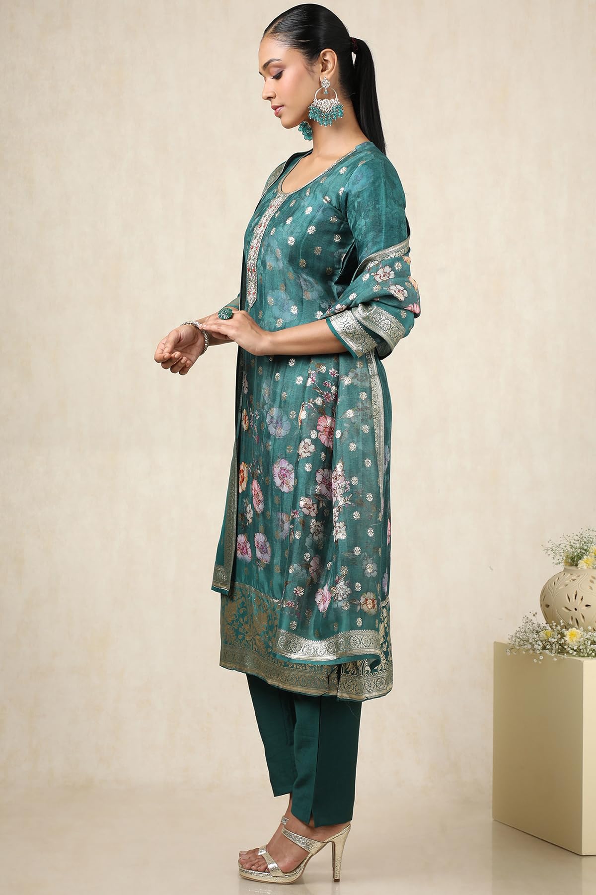 Soch Women's Brocade Salwar Suit Set (EWS5CD21720_Teal