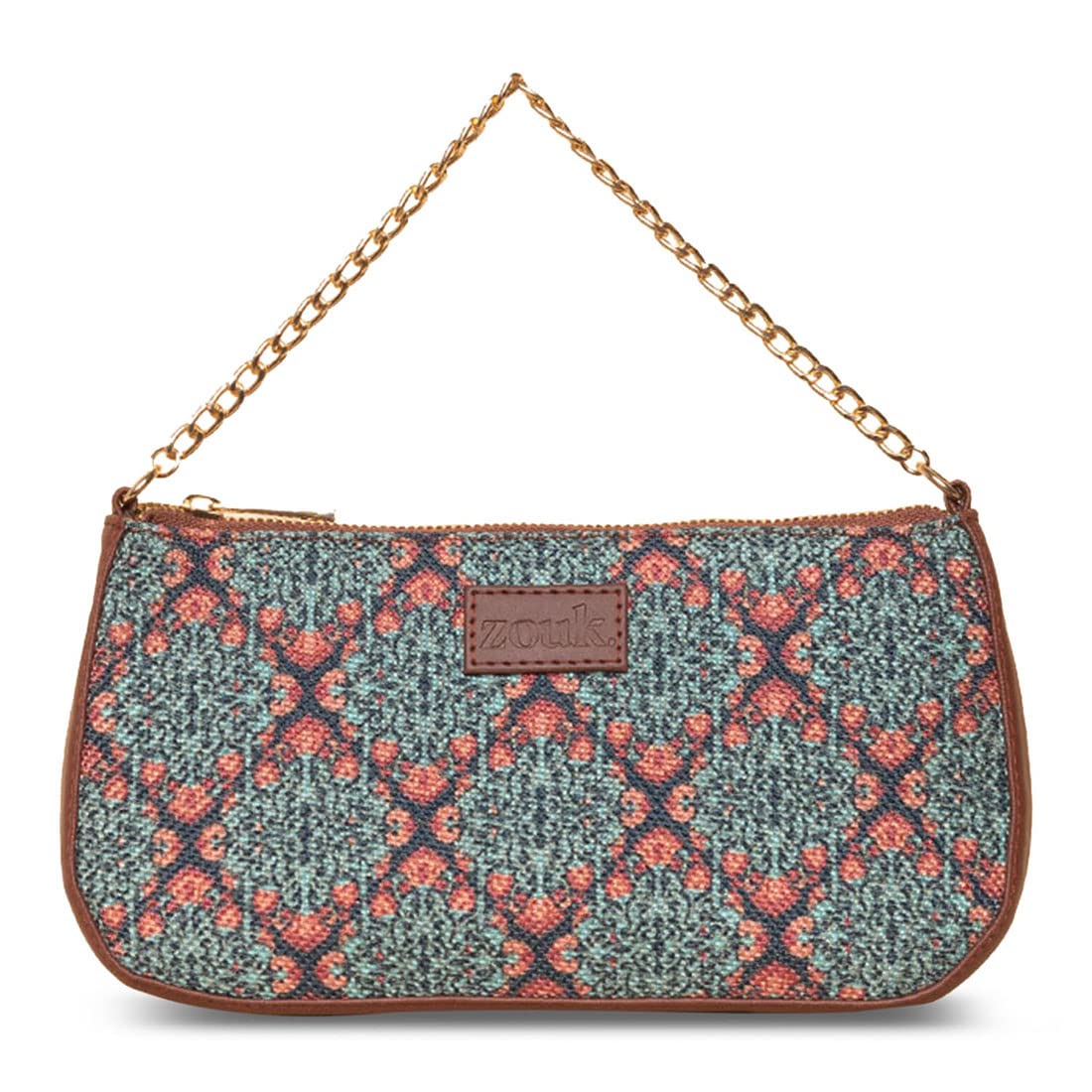 ZOUK Baguette Bag | Crossbody Bags for Women | Women's Handbags | Stylish Sling Bag for Woman | Vegan Leather Evening Bag | Travel & Office Use | Purse and Wallet | Kolkata Nouveau Print