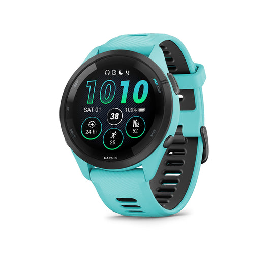 Garmin Forerunner 265 Music GPS Running Smartwatch,Amoled Touchscreen, Battery Upto 13 Days, HRV Status & Advanced Sleep Monitoring, SPO2,Morning Report, Track Running, Cross Training with Aqua Band