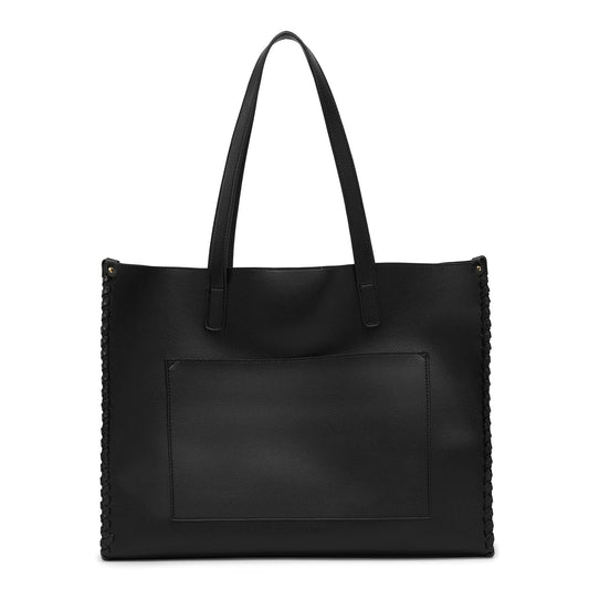 Miraggio Brooklyn Large Sized Tote Bag with Front Pocket for Women | Office Handbag for Women | Fits Upto 16" Laptop | Ladies Shoulder Purse (Black)