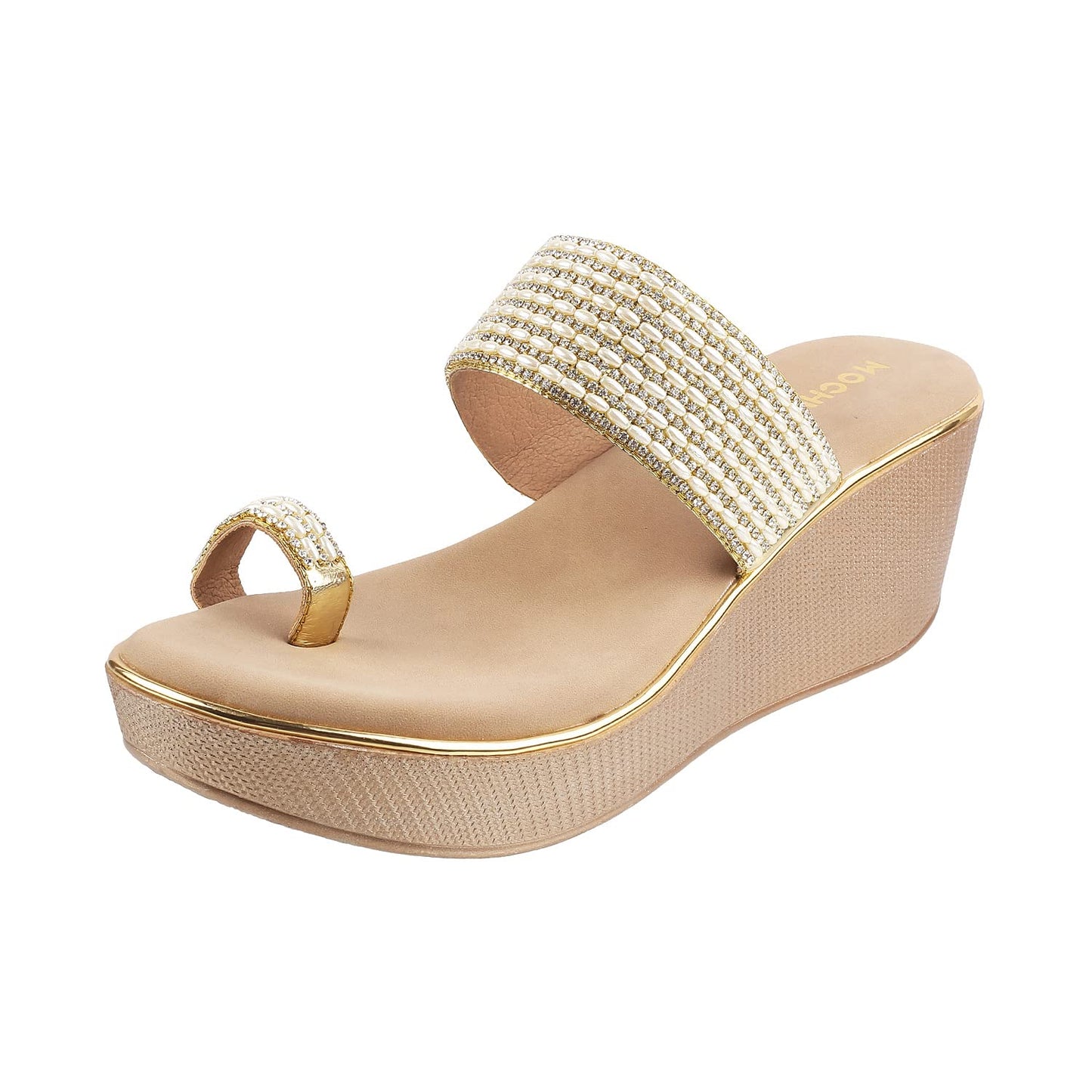 Mochi Womens Synthetic Gold Slip Ons (Size (4 UK (37 EU))