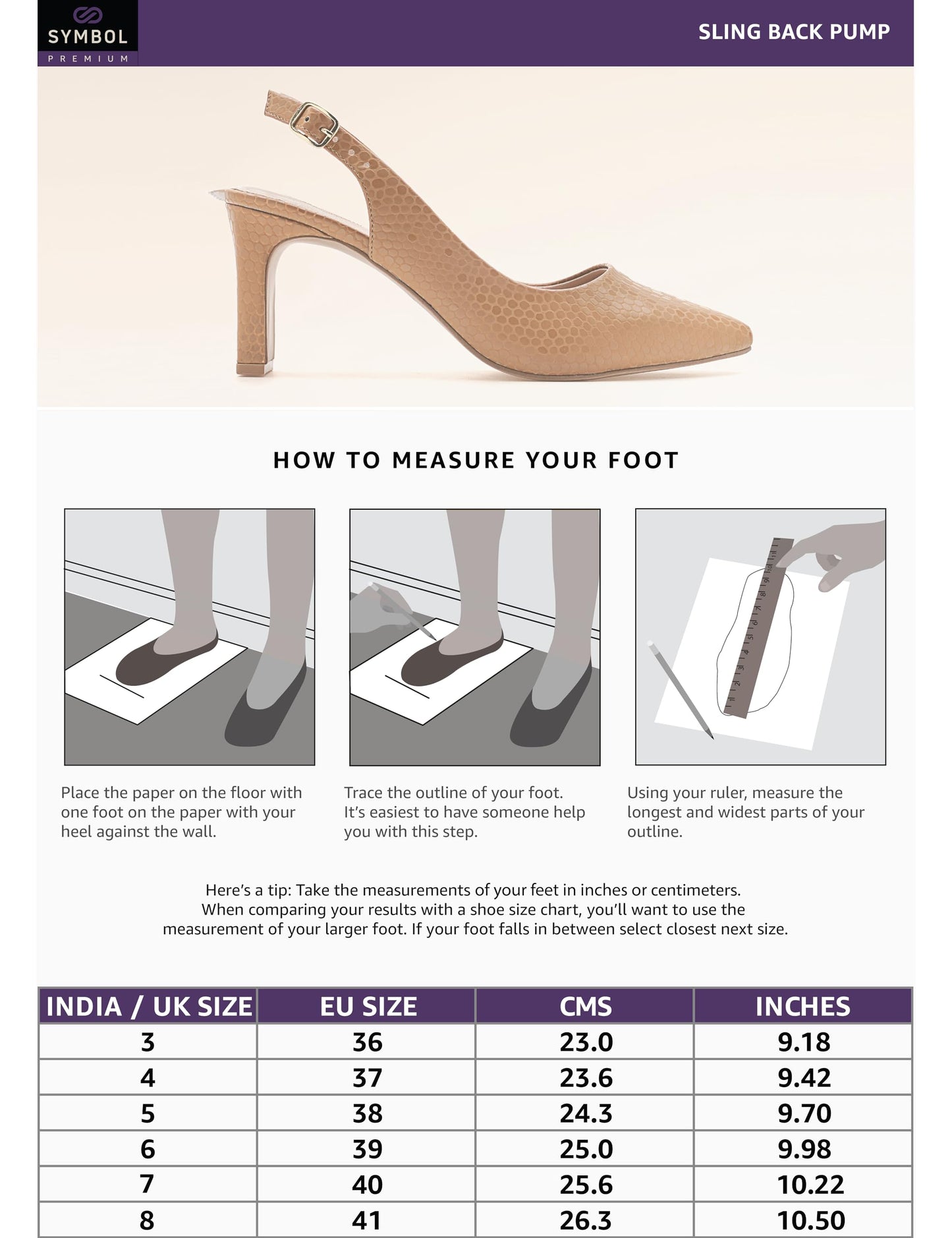 Symbol Premium Women's Slingback Tan Pumps_5 UK (AZ-SPW-FTW-PU04)