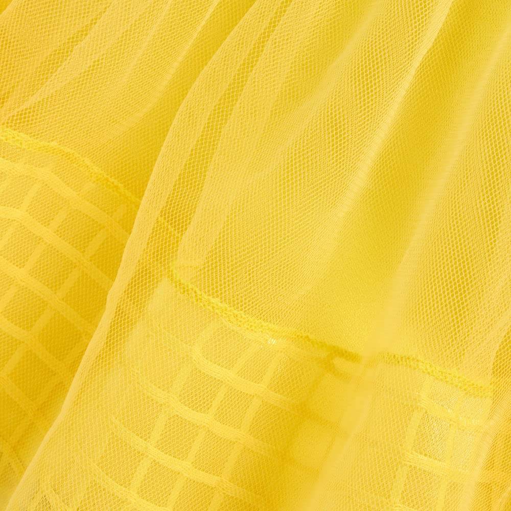 Hopscotch Girls Sleeveless Solid Party Dress In Yellow Color for Ages 6-7 Years