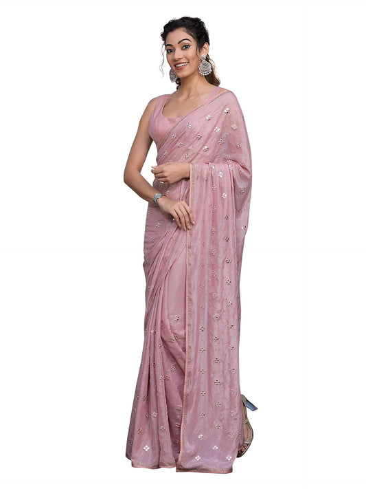TRENDMALLS Women's Satin Siroski work Women Saree