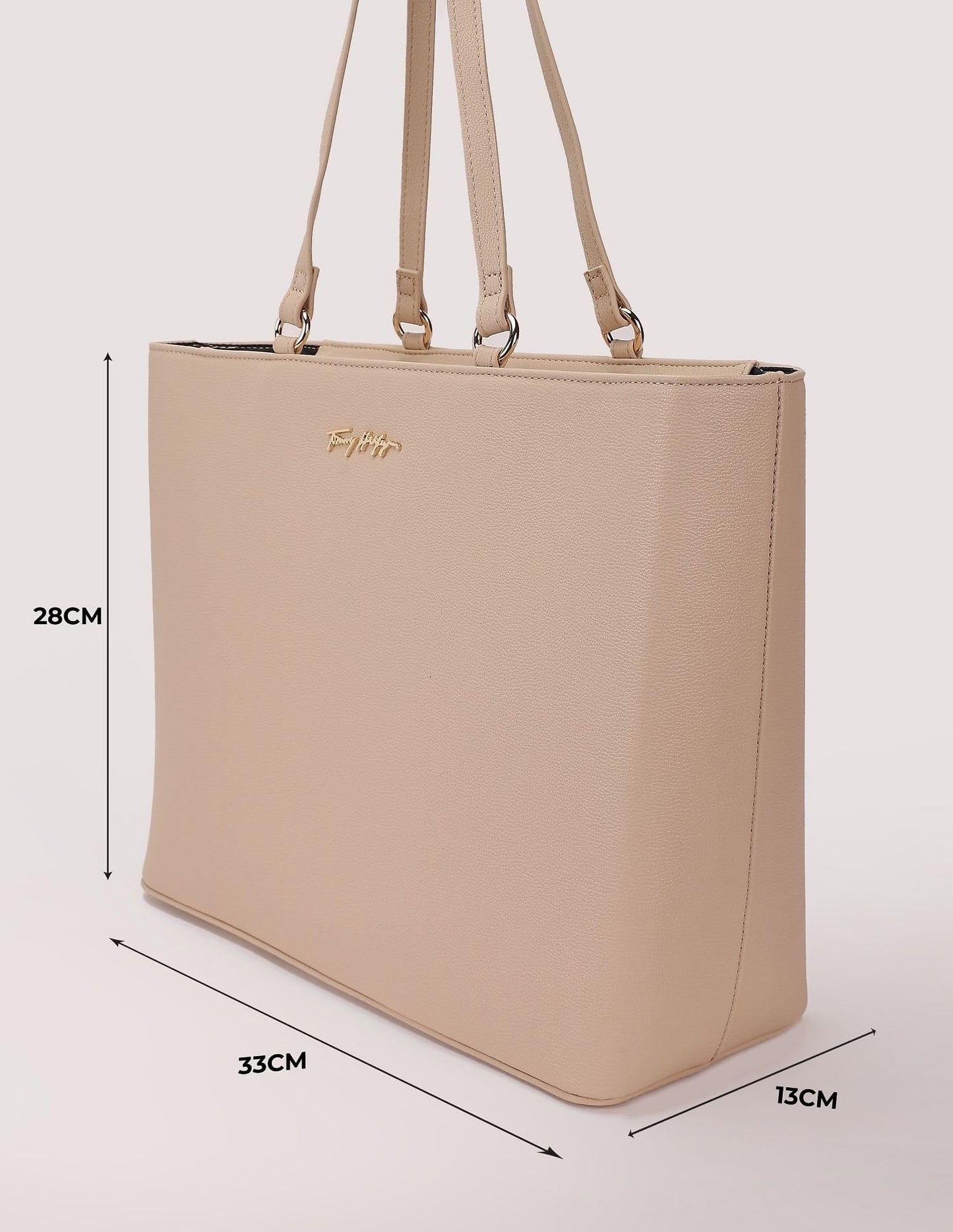 Tommy Hilfiger Solid Beige Pu Tote Bag