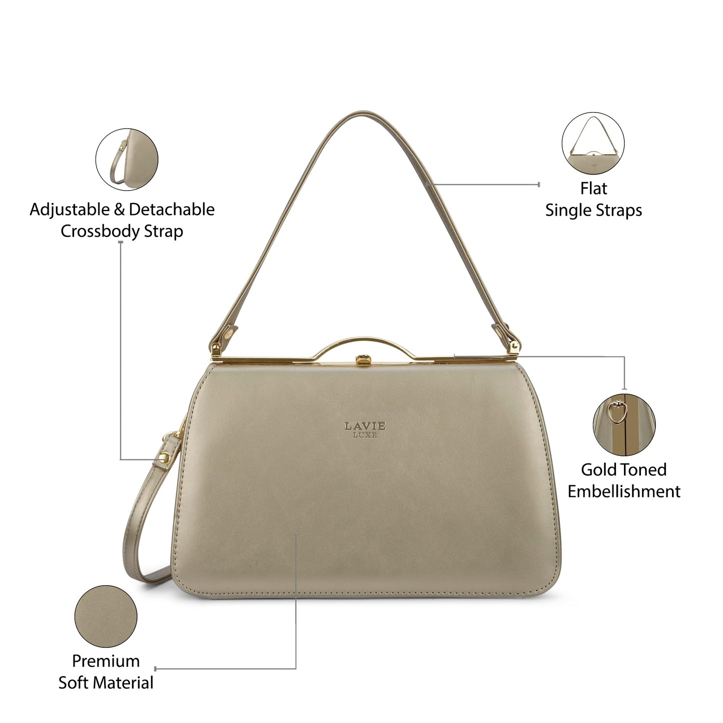 Lavie Luxe Women's Book2 Frame Satchel Bag | Satchel Handbag for Work | Ladies purse | Stylish Shoulder Bag | Gift for Women