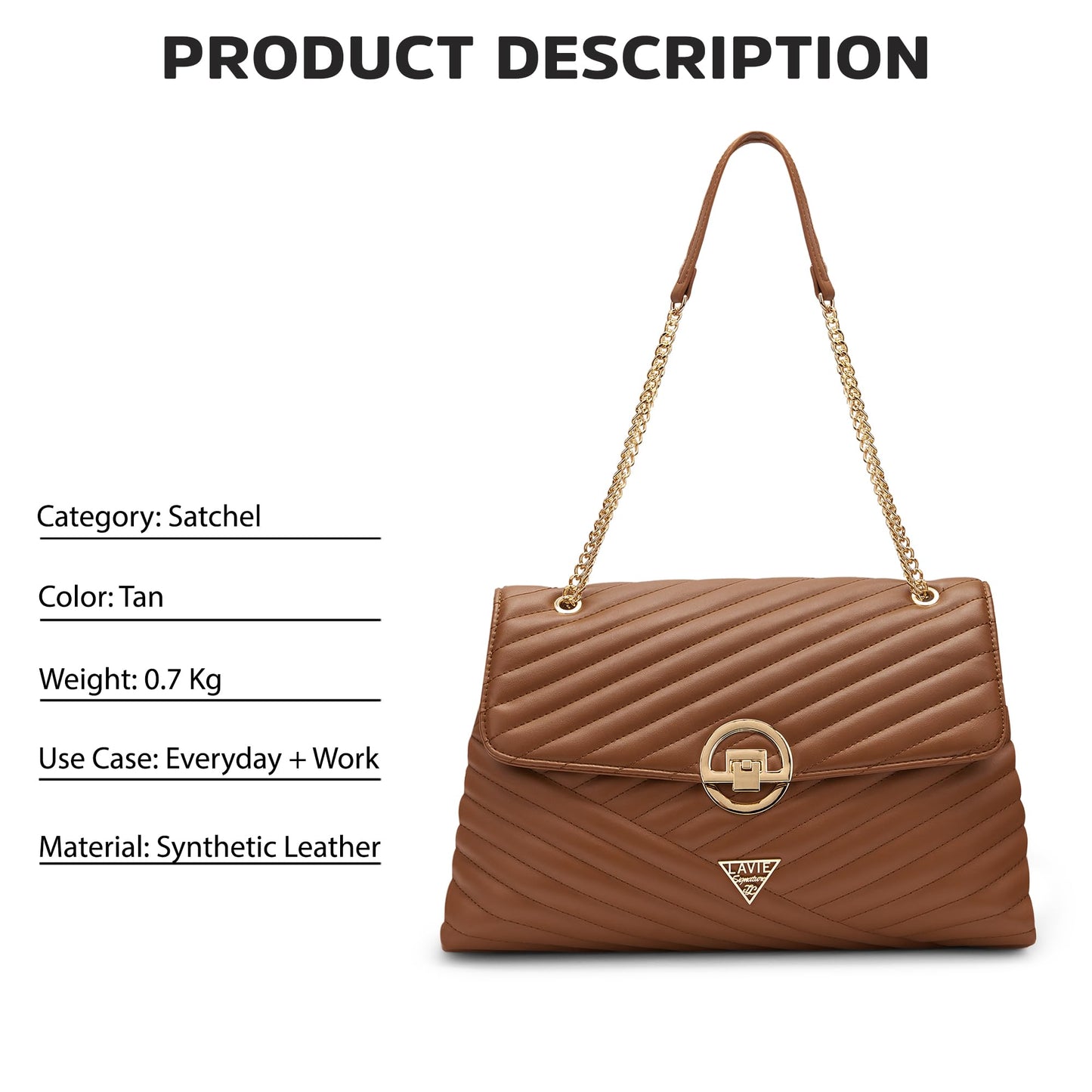 Lavie Signature Women's Denver Quilted Flap Satchel Handbag for Women | Satchel Bag for Work | Ladies purse | Stylish Shoulder Bag | Gift For Women