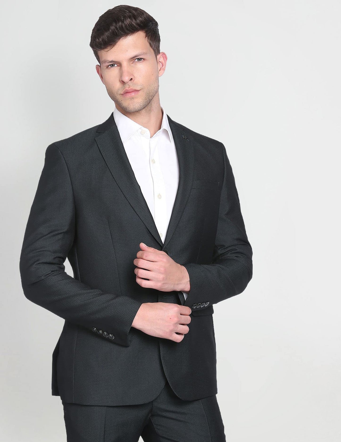 Arrow Men's Cotton Single Breasted Suits (ARAFSU5570_Green