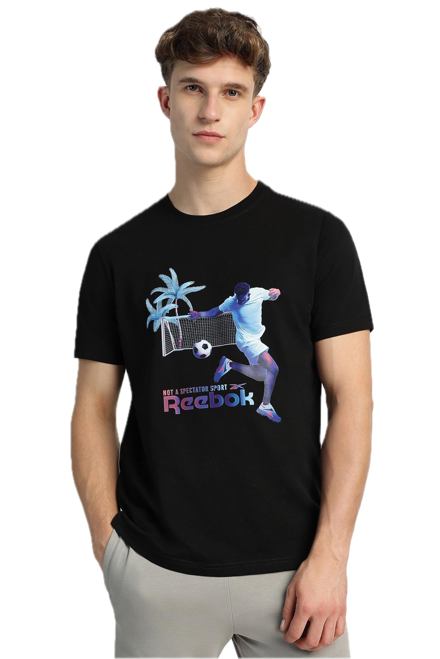 Reebok Men's Regular Fit T-Shirt (RMKCAA0943_Jet Black