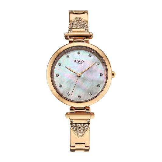 Titan Raga Glimmers Quartz White Round Dial Women's Watch | Water Resistant Watch | Watches for Women Analog - 95363WM01