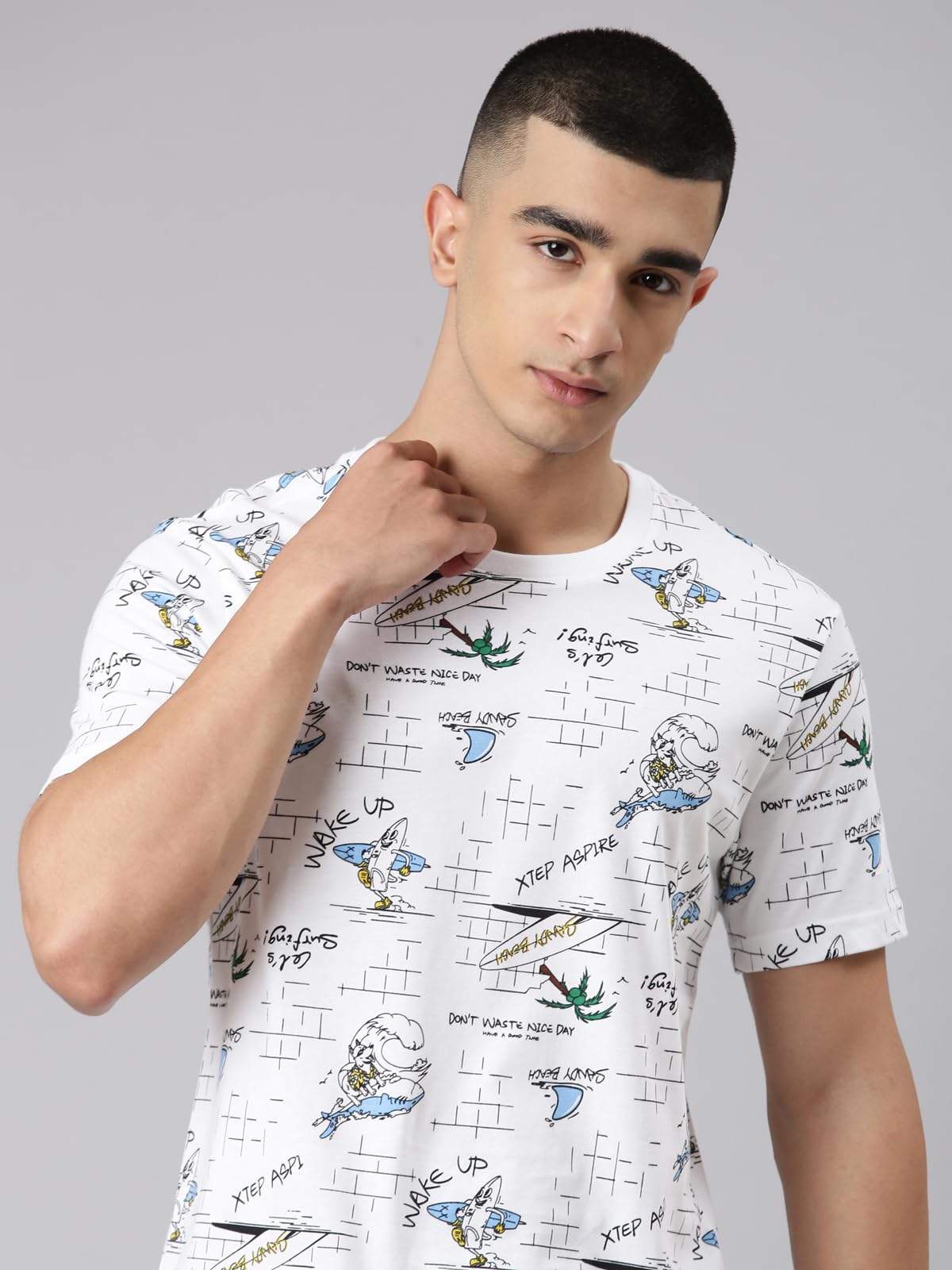 XTEP Men Lgnite Youth White Casual T-Shirt-L