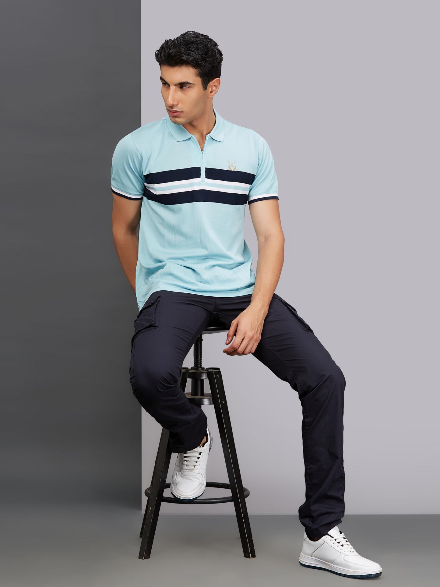 BEEVEE 100% Cotton Solid Navy Fixed Waist Cargo for Mens with Drawstring(FMCR1602NAVY_32)