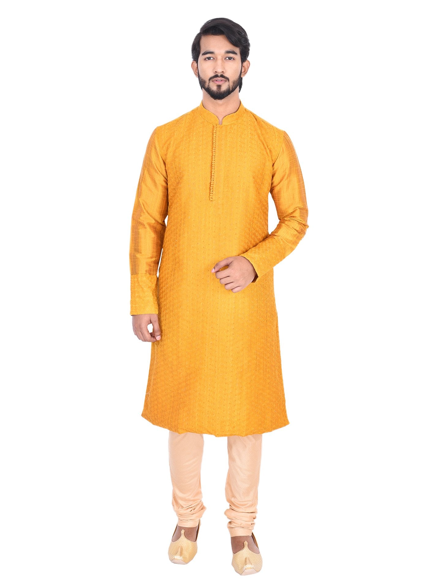 Manyavar Men's Kurta Pyjama (S952704-328-XL_Off-White_X-Large)