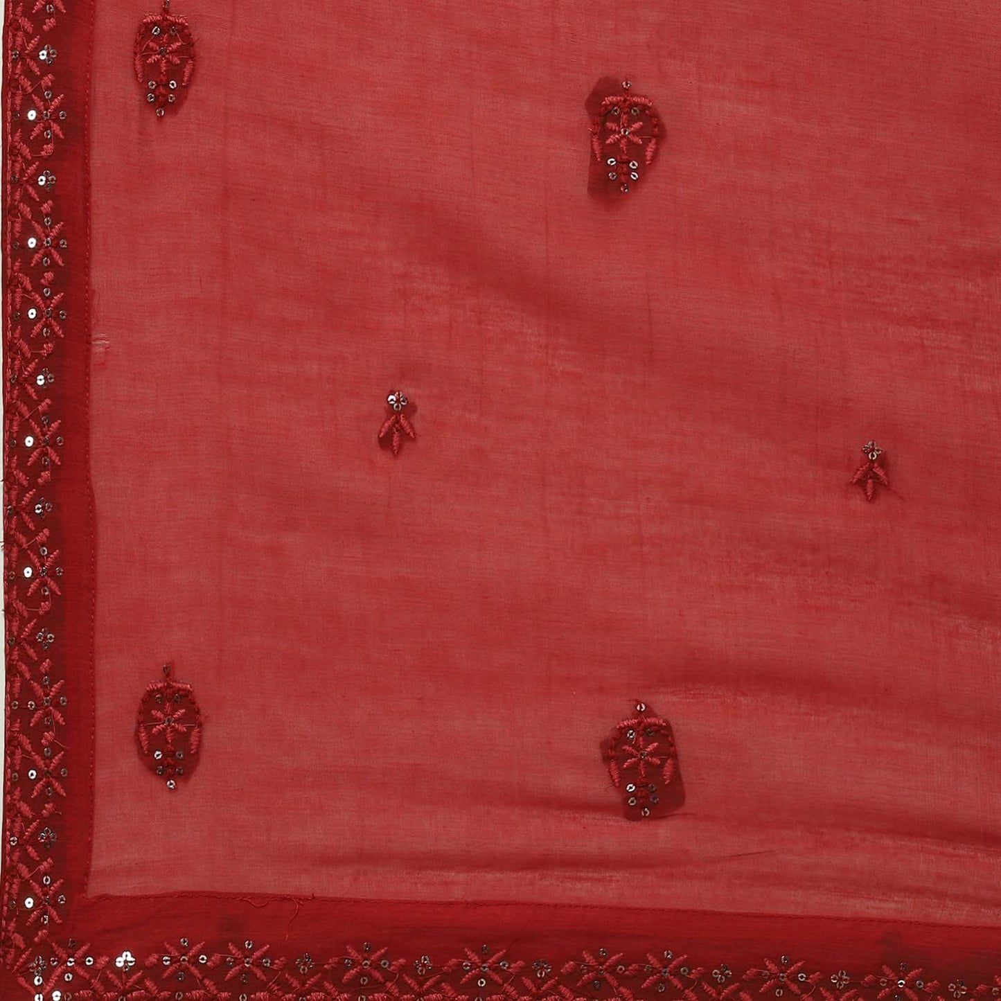 BIBA WOMEN EMBROIDERY RELAXED SALWAR KURTA DUPATTA(SKDCHIKANKA8155_CHERRY RED_36)