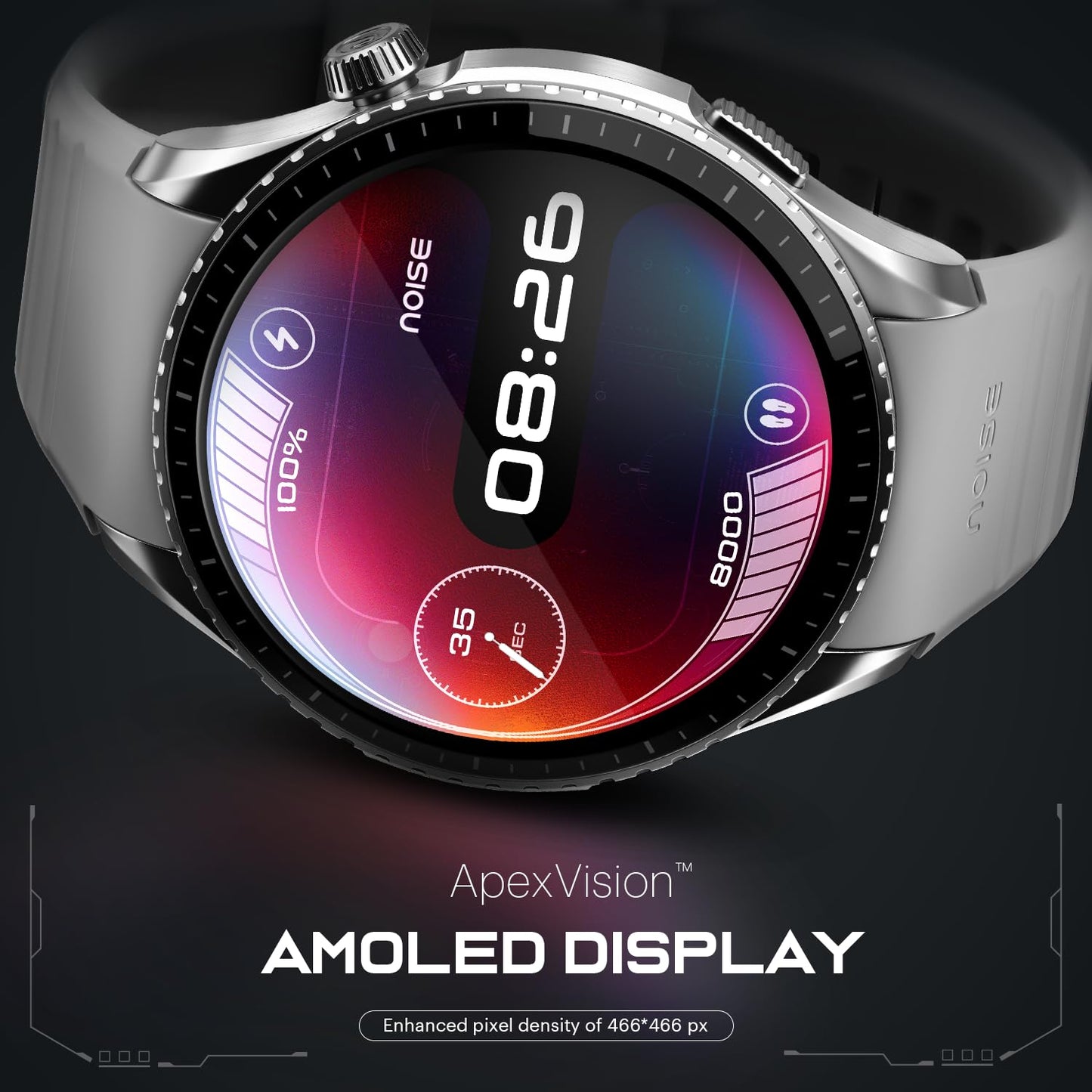 Noise Origin Smart Watch Smoothest UI Experience (New Nebula UI) & EN 1 Processor, 1.46" ApexVision AMOLED Display, Stainless Steel, Contour-Cut Design, Fitness Age, Fast Charging (Midnight Black)