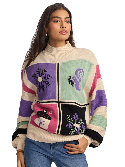 The Souled Store Woodland Women and Girls Oversized Sweater