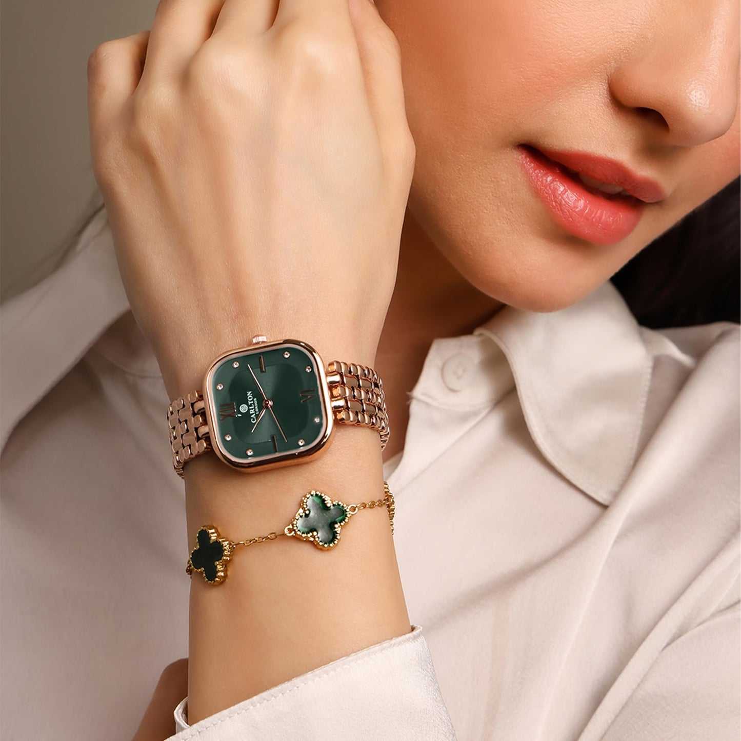 Carlton London Premium Stainless Steel Watch Gift Set for Women | Watch + Bracelet | Gift for Birthday & Anniversary | Luxury Gifting for Her | Water Resistant