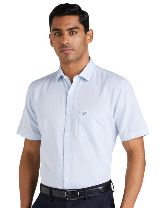 Allen Solly Men's Solid Slim Fit Shirt (ASSHQSPP839566_Light Blue