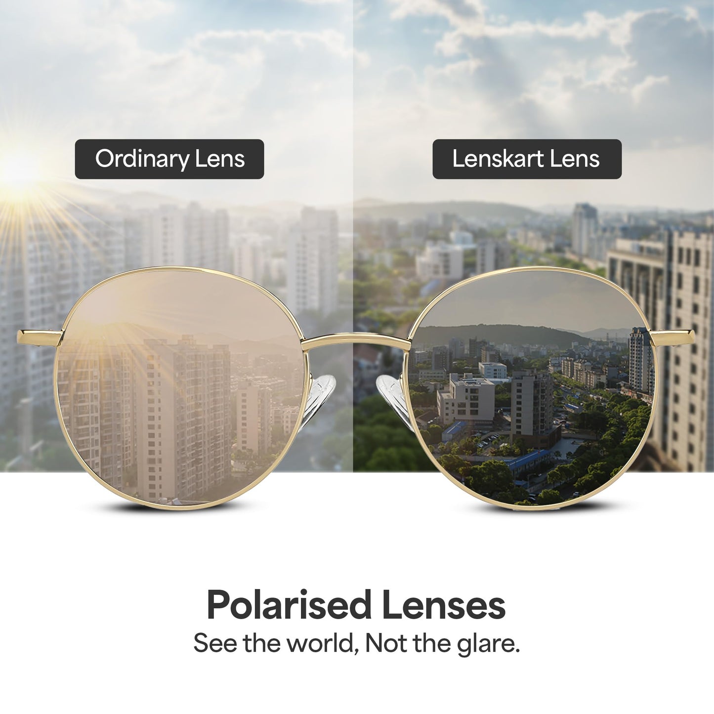 VINCENT CHASE EYEWEAR By Lenskart | Full Rim Round Sunglasses| Polarized And 100% UV Protected | Men & Women | Medium | VC S13112