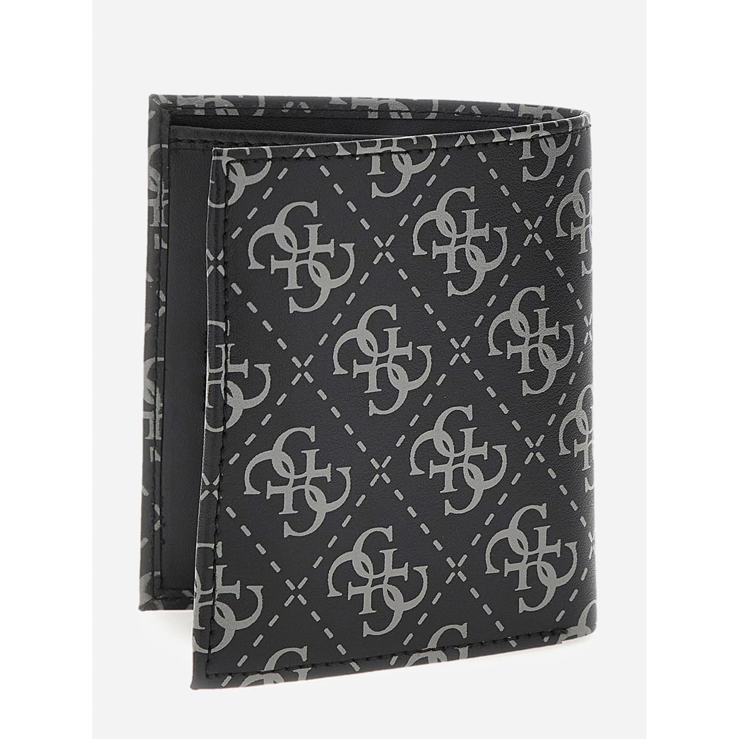 GUESS Black Monogram Leather Mito Bi-Fold Wallet