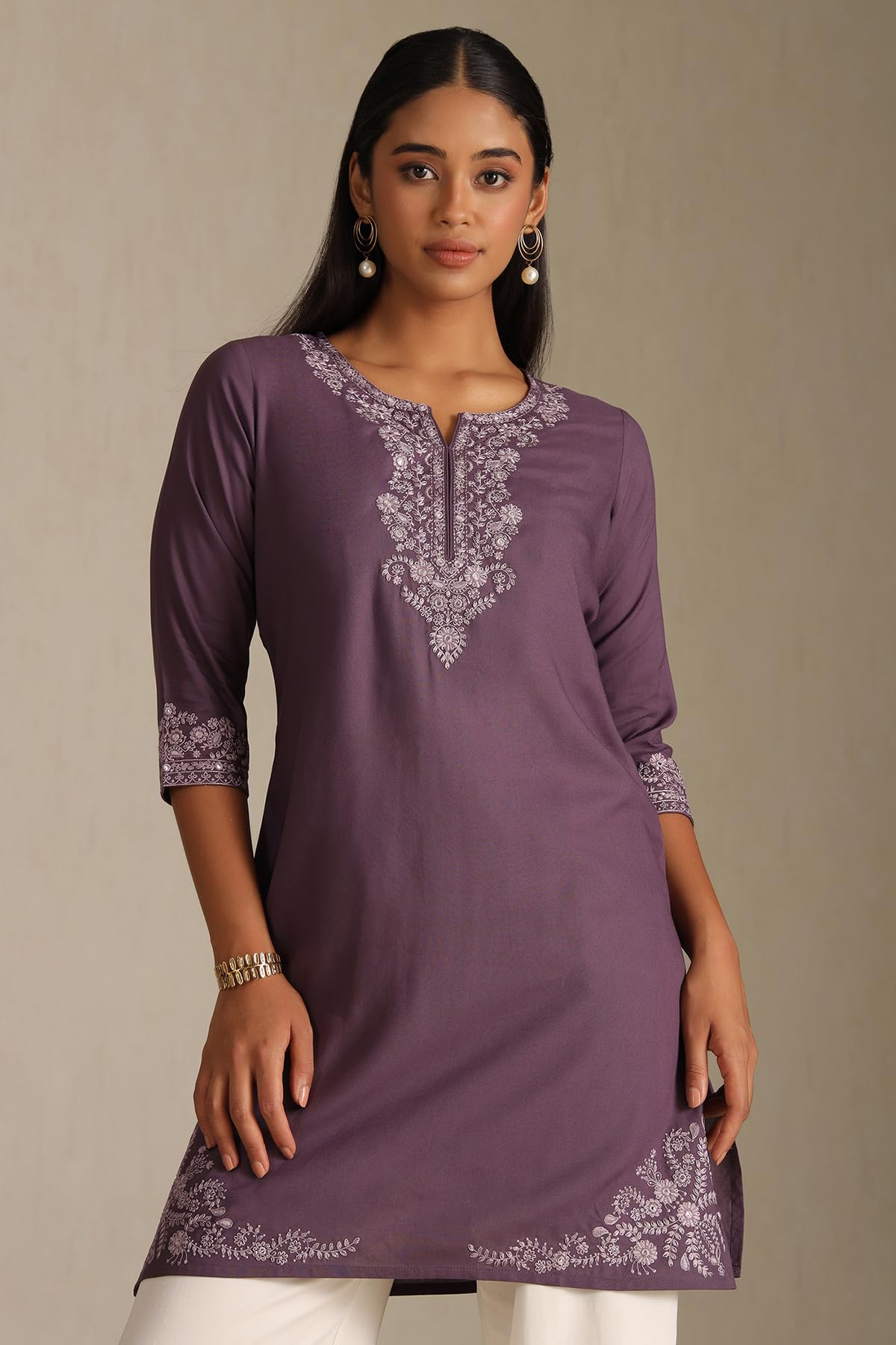 Soch Women's Rayon Embroidered Regular Kurta