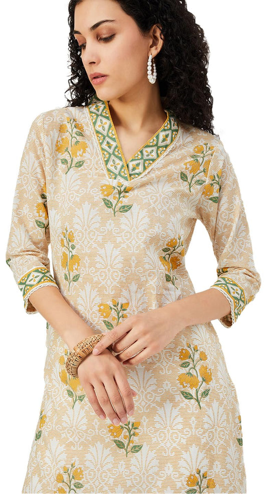 Max Women's Cotton Blend Regular Kurta (VIPKFE24PAOFF White_Off, Regular Fit, XL