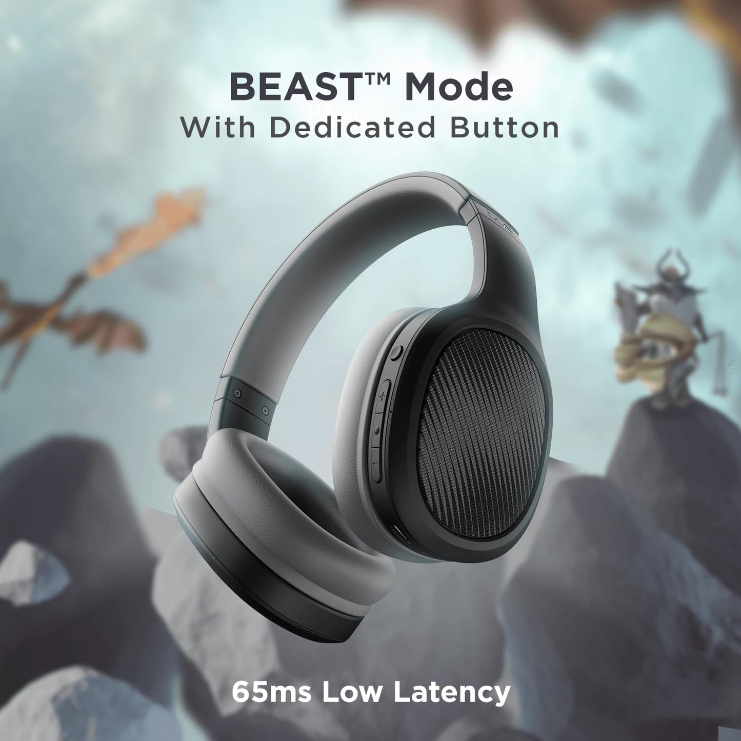 boAt Rockerz 460 Wireless Over Ear Headphones w/Up to 30hrs Playtime, 40mm Drivers, Beast™ Mode, ENx™, Dual Pairing, BT v5.2, Instant Voice Assistant, Adaptive Fit(Active Black)