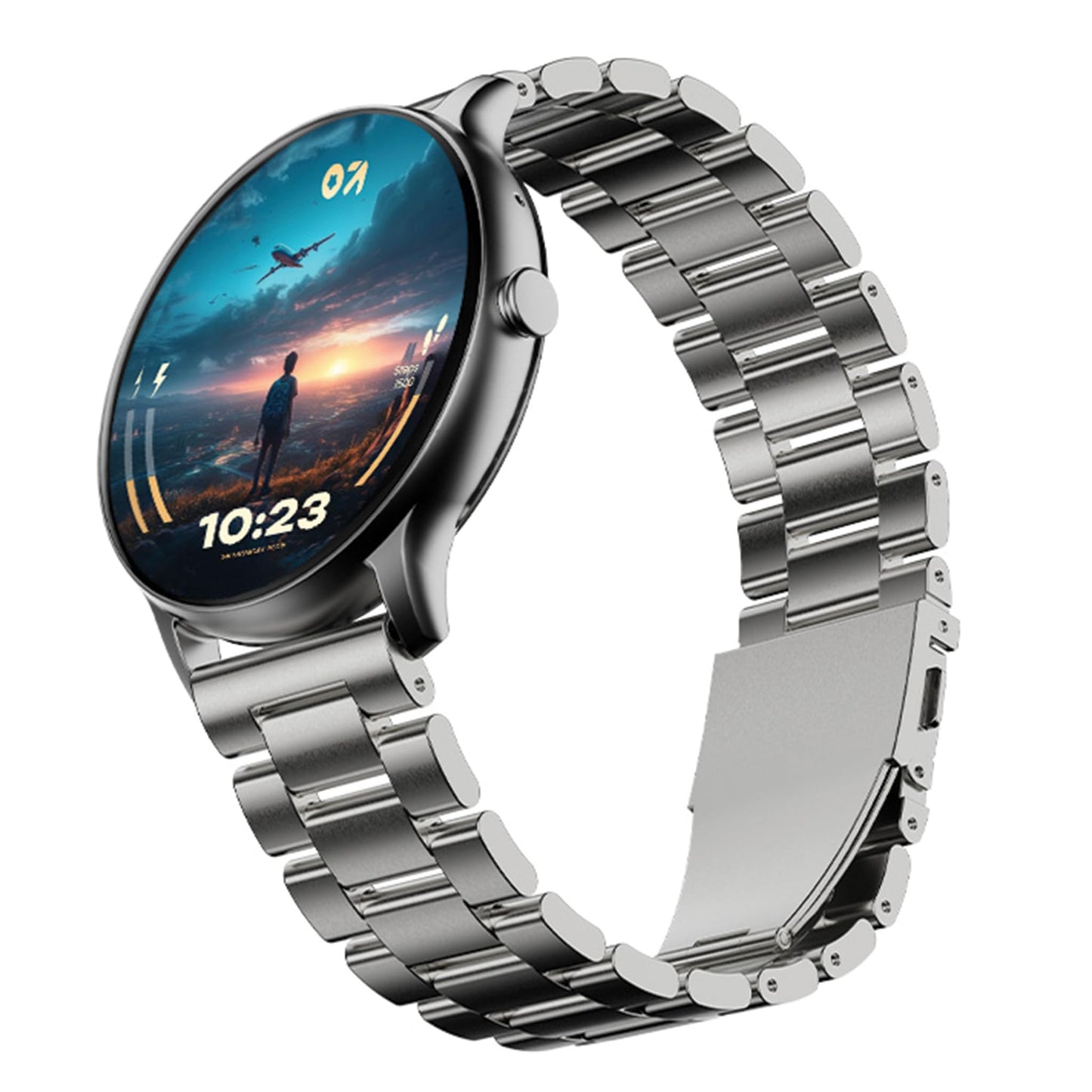 GOBOULT Newly Launched Dire Smartwatch 1.38'' 2.5D Curved HD Display, BT Calling, 500 Nits Brightness, IP67, 250+ Watchfaces, 120+ Sports Modes, AI Voice Assistant, SpO2 Monitoring (Chrome)