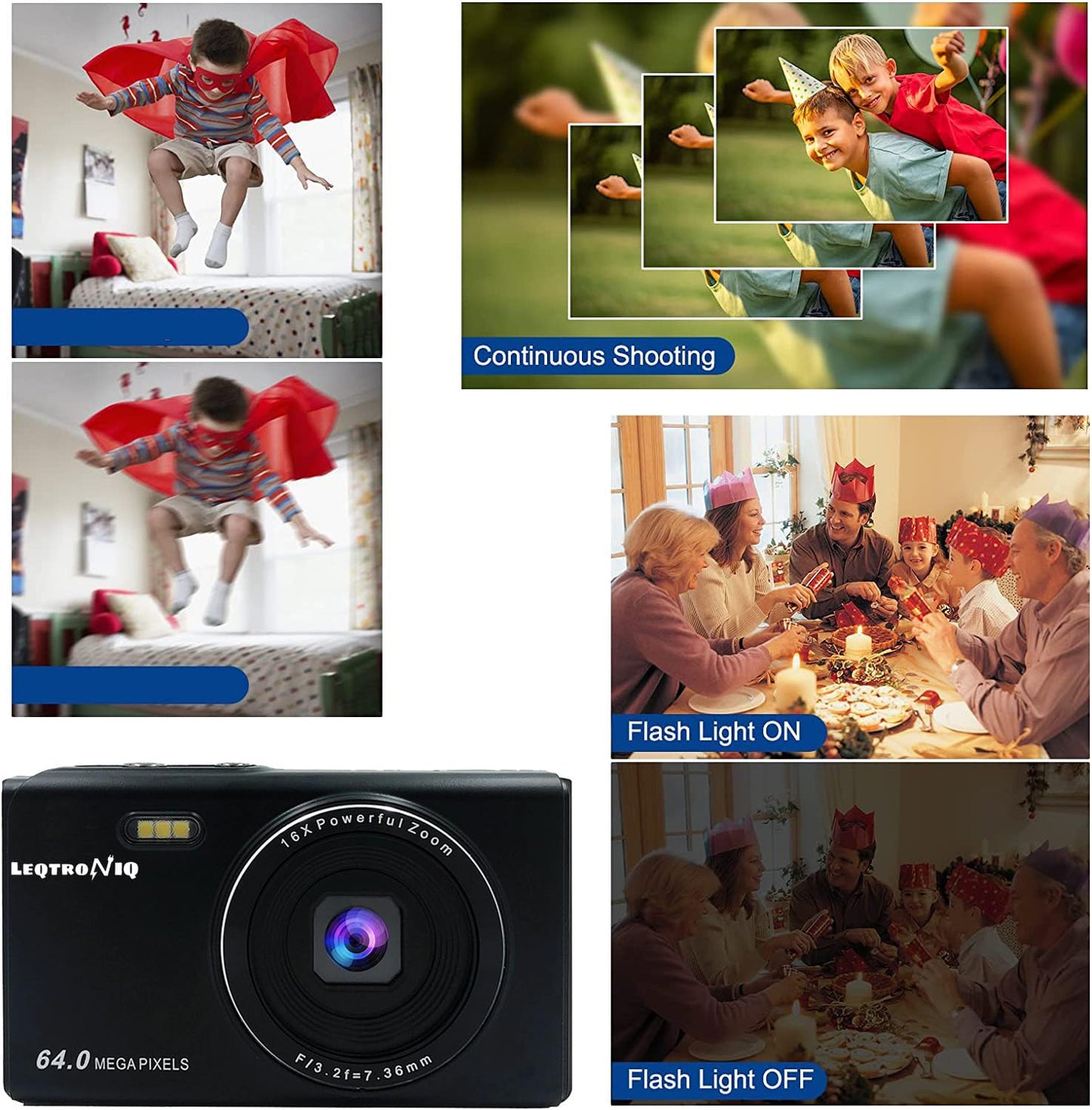 LEQTRONIQ 4K Digital 48 MP Camera with 32GB SD Card, 16x Digital Zoom & Autofocus for Recording, Vlogging, Streaming with 1 Year Warranty (2 Batteries)