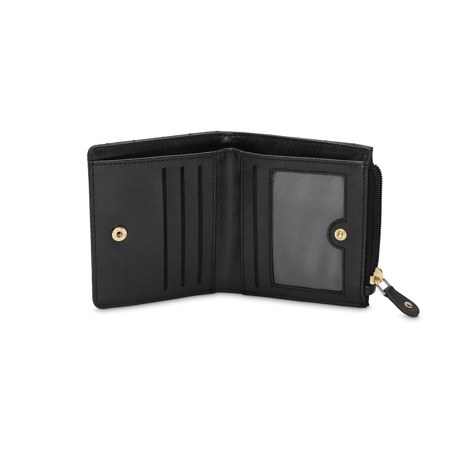 Fastrack Women Premium Faux Leather Quilted Wallet, Black