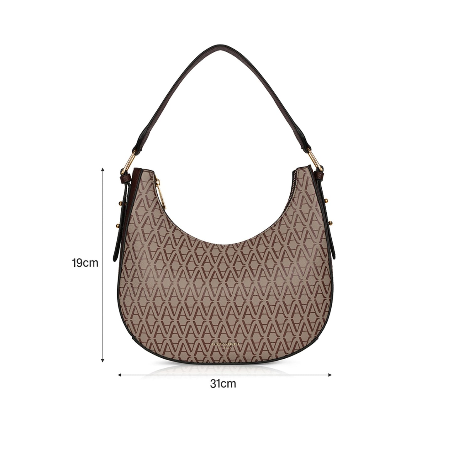 Accessorize London Women's Amara Monogram Hobo Bag I Shoulder Bag For Ladies| Ladies purse | Stylish Shoulder Bag | Ladies Gift